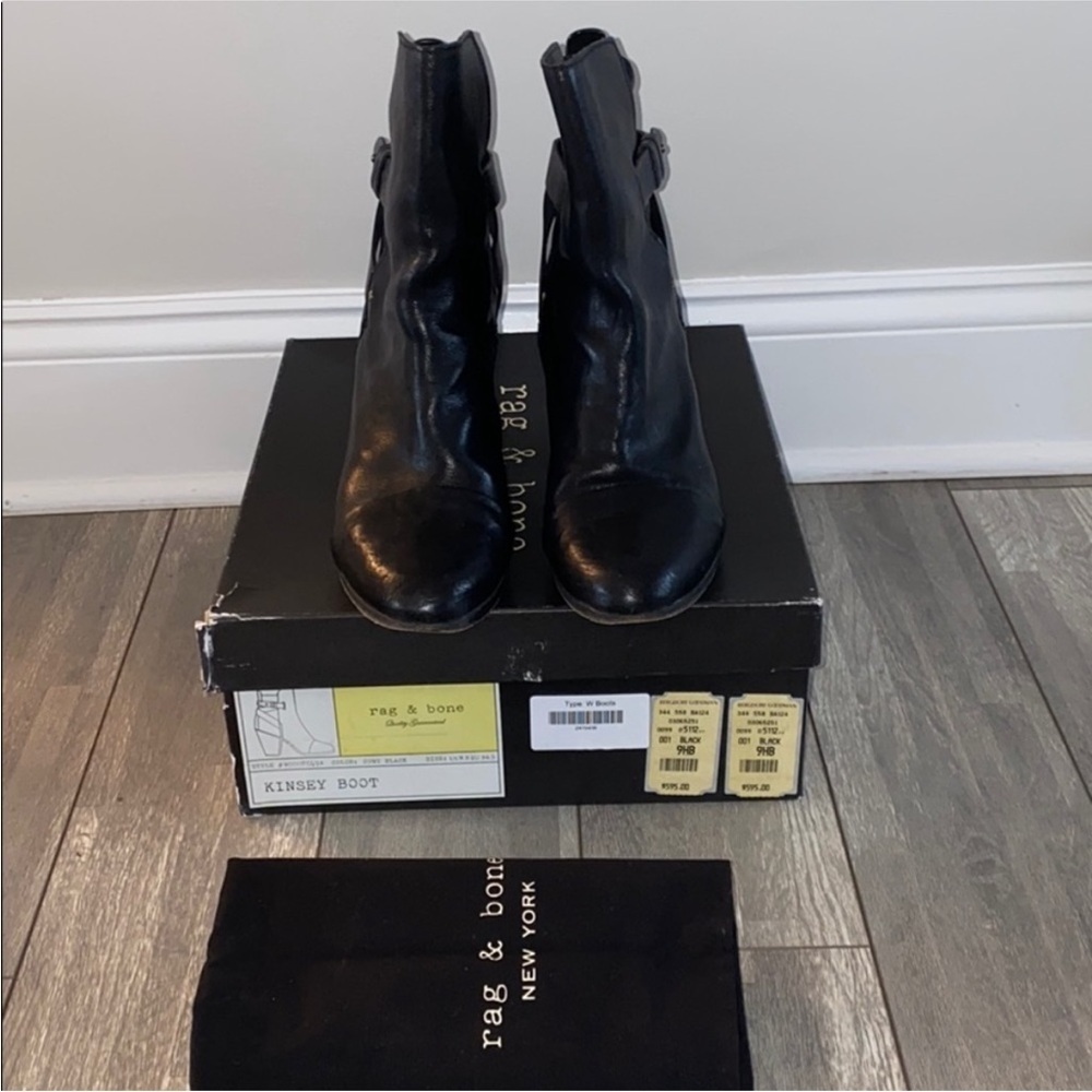 🖤 Rag & Bone 'Kinsey' Black Leather Ankle Boots | Size 9 - Picture 2 of 12